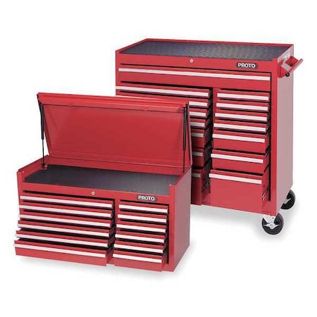 Proto 450HS Rolling Tool Cabinet, 27 Drawer, Red, Steel, 41 in W x 18 in D x 61 in H 7A039