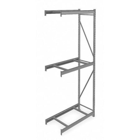 Tennsco Add-On Bulk Storage Rack, 24 in D, 48 in W, 3 Shelves, Gray ...