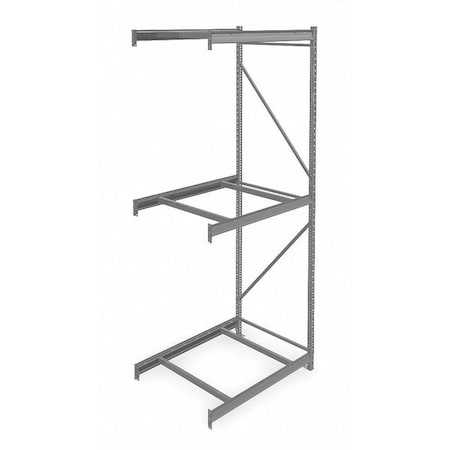 Tennsco Add-On Bulk Storage Rack, 36 in D, 48 in W, 3 Shelves, Gray ...