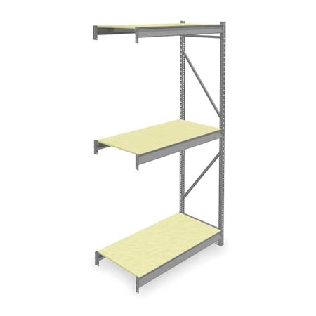 Tennsco Add-On Bulk Storage Rack, 24 in D, 48 in W, 3 Shelves, Gray 6940