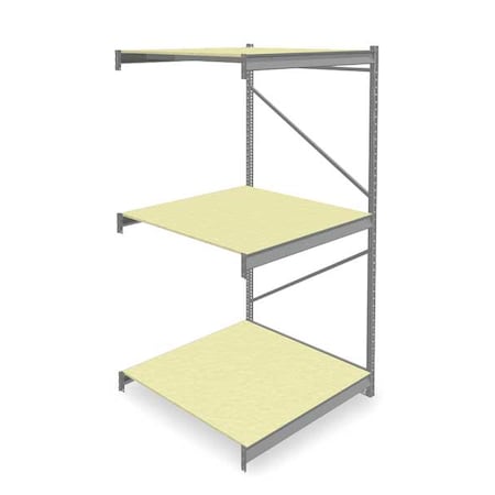 Tennsco Add-On Bulk Storage Rack, 48 in D, 48 in W, 3 Shelves, Gray 6940