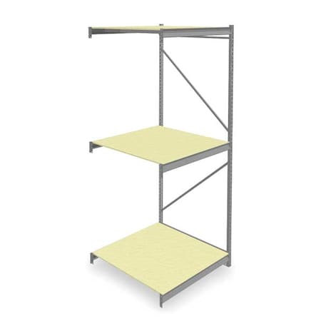 Tennsco Add-On Bulk Storage Rack, 48 in D, 48 in W, 3 Shelves, Gray 6940