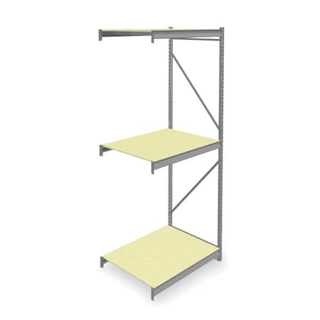 Tennsco Add-On Bulk Storage Rack, 36 in D, 48 in W, 3 Shelves, Gray 6940