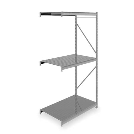 Tennsco Add-On Bulk Storage Rack, 36 in D, 60 in W, 3 Shelves, Gray ...