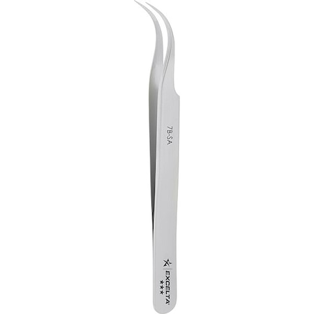 Excelta Tweezers, SS, 4 1/2" L, Curved, Point 7B-SA