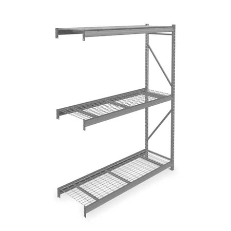 Tennsco Add-On Bulk Storage Rack, 24 in D, 72 in W, 3 Shelves, Gray 6940