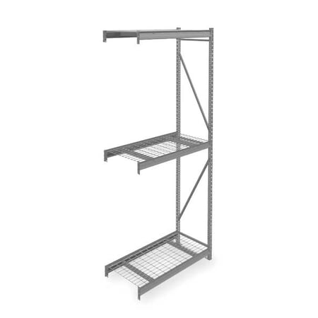 Tennsco Add-On Bulk Storage Rack, 24 in D, 48 in W, 3 Shelves, Gray ...