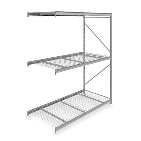 Tennsco Add-On Bulk Storage Rack, 48 in D, 96 in W, 3 Shelves, Gray 6940