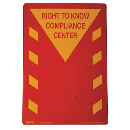 Voss RTK Sign, Right To Know Compliance Center, 9 in W, 3 in H 10546