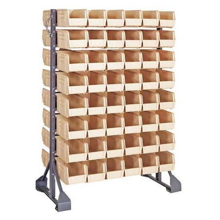 Quantum Storage Systems Steel Bin Rail Floor Rack, 20 in D x 54 in H x 36 in W, Ivory QRU-16D-230-96IV