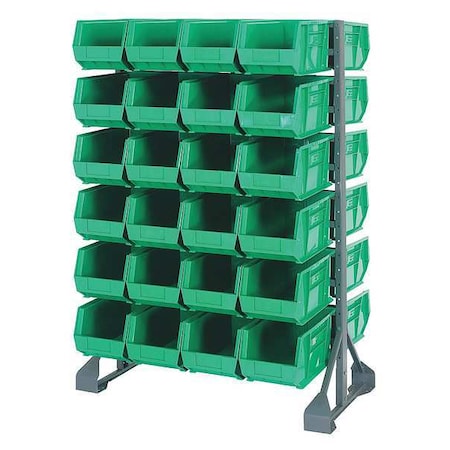 Quantum Storage Systems Steel Bin Rail Floor Rack, 20 in D x 54 in H x 36 in W, Green QRU-12D-240-48GN