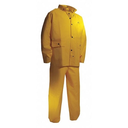 Onguard Flame Resistant 2 Piece Rain Suit, Nylon, PVC, PVC Scrim, 0.3 mm Thick, None, Yellow, 3XL 7801800