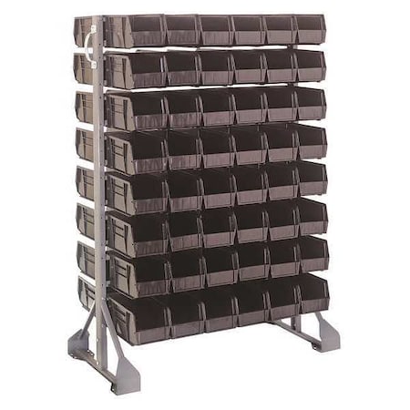 Quantum Storage Systems Steel Bin Rail Floor Rack, 20 in D x 54 in H x 36 in W, Black QRU-16D-230-96BK