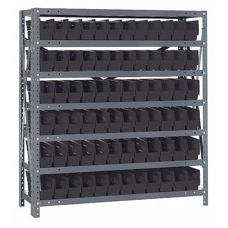 Quantum Storage Systems Steel Bin Shelving, 36" W x 39" H x 12" D, 7 Shelves, Black 1239-100BK