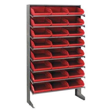 Quantum Storage Systems Plastic Pick Rack, 12 in D x 60 in H x 36 in W, 8 Shelves, Red QPRS-109RD