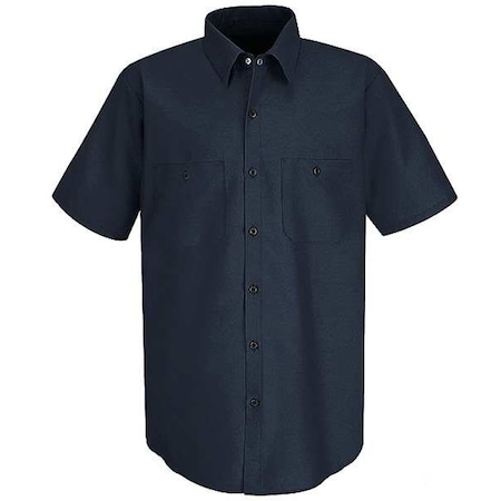 Vf Workwear Men's Short Sleeve Work Shirt, Cotton/Polyester, Button Front, 2 Pocket(s), Navy, M SP24NV SS M