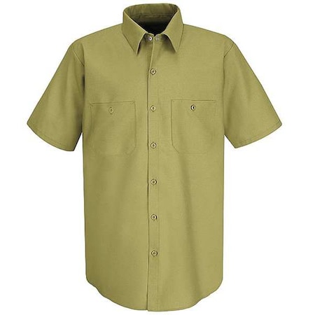 Vf Workwear Men's Short Sleeve Work Shirt, Cotton/Polyester, Button Front, 2 Pocket(s), Khaki, 2XL SP24KK SS XXL