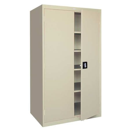 Sandusky Lee Combo Wardrobe Storage Cabinet, 72 in H, 46 in W, 24 in D, Recessed Pull, Keyed, Putty, 4 Shelves EA4R462472-07
