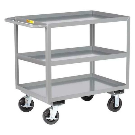 Little Giant Flat Handle Utility Cart, Steel, 3,600 lb Load Capacity, 3 Shelves, 41 1/2 in L, 24 in W, 36" H 3GL24366PHBK