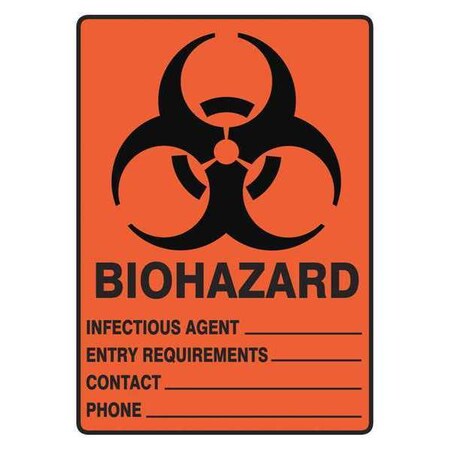 Accuform Biohazard Sign, 10 in H, 7 in W, Rectangle, English, MBHZ500VA MBHZ500VA