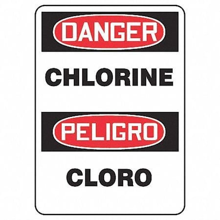 Accuform Danger/Peligro, Chlorine/Cloro, 10" W x 14" H, Rectangle, Vinyl SBMCHL194VS