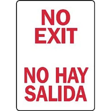 Accuform Exit Sign, Vinyl, 10" W, 14" H, No Exit/No Hay Salida, White SBMADC529VS