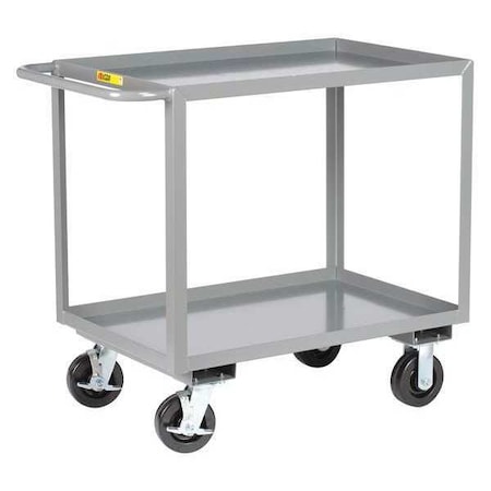 Little Giant Flat Handle Utility Cart, Steel, 3600 lb Load Capacity, 2 Shelves, 53 1/2 in L, 30 in W, 36" H 2GL30486PHBK