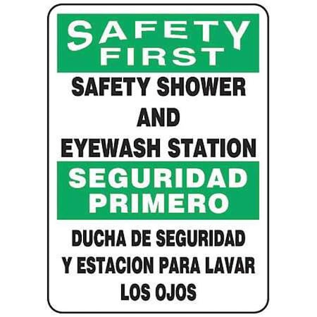 Accuform Safety Shower And Eyewash Station/Ducha De Seguridad Y Estacion Para Lavar Los Ojos, Aluminum, 14" x SBMFSD910VA