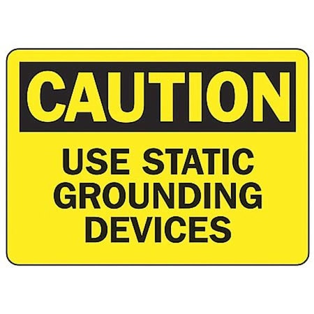 Accuform Caution, Use Static Grounding Devices, 14" W x 10" H, Rectangle, Plastic MELC607VP