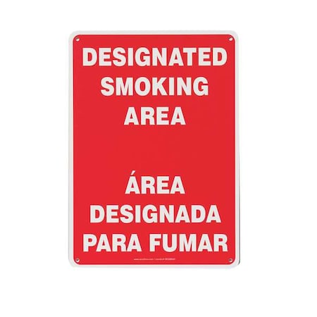 Accuform Smoking Area Sign, 14 in Height, 10 in Width, Plastic, Rectangle, English, Spanish SBMSMK403VP