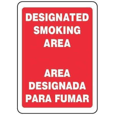 Accuform Designated Smoking Area/Area Designada Para Fumar, Aluminum, 14 in x 10 in, With Mounting Holes SBMSMK403VA