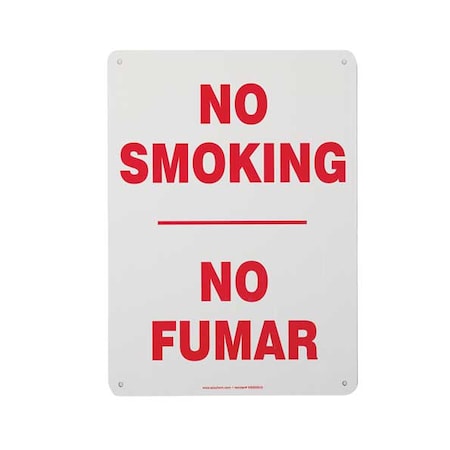 Accuform No Smoking Sign, 14 in H, 10" W, Vinyl, Rectangle, English, Spanish, SBMSMK545VS SBMSMK545VS