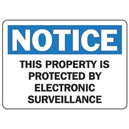 Accuform Notice, This Property Is Protected By Electronic Surveillance, 14" W x 10" H, Rectangle, Aluminum MASE803VA