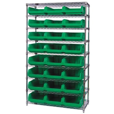 Quantum Storage Systems Steel, Polypropylene Bin Shelving, 18 in D x 74 in H x 42 in W, 7 Shelves, Red WR7-532RD