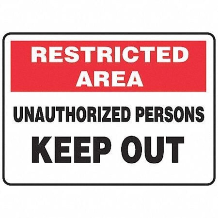 Accuform No Header, Restricted Area Unauthorized Persons Keep Out, 10" W x 7" H, Rectangle, Vinyl MADM900VS