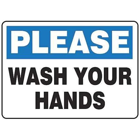 Accuform Please Wash Your Hands, Aluminum, 7" x 10", With Mounting Holes MRST902VA