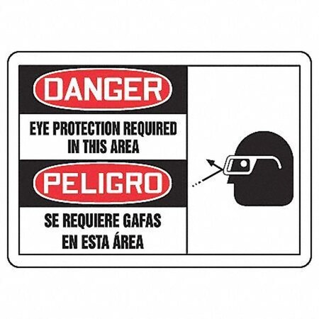 Accuform Danger Sign, 3 1/2 in Height, 5 in Width, Vinyl, English, Spanish LSPS001VSP