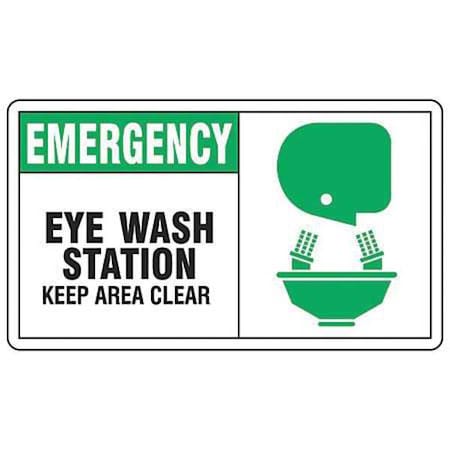 Accuform Emergency Eye Wash Station Keep Area Clear, 10" W x 7" H, Rectangle, Vinyl, MFSD928VS MFSD928VS