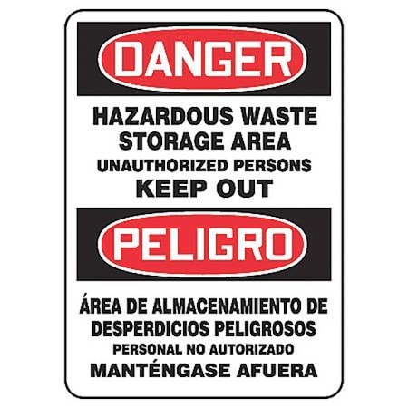 Accuform Spanish-Bilingual Danger Sign, 14 in H, 10 in W, Rectangle, English, Spanish, SBMCHG030VA SBMCHG030VA