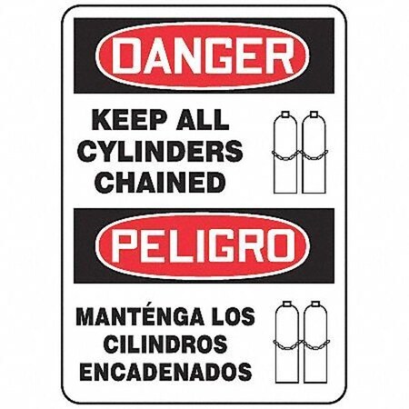 Accuform Spanish-Bilingual Danger Sign, 14" Height, 10" Width, Aluminum, Rectangle, English, Spanish SBMCPG027VA