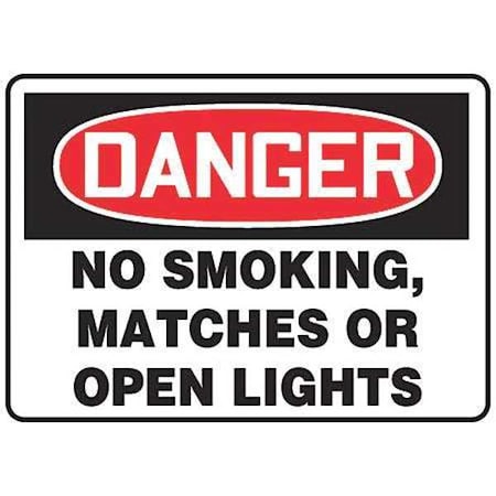 Accuform Danger No Smoking Sign, 7" H, 10" W, Plastic, Rectangle, English, MSMK135VP MSMK135VP