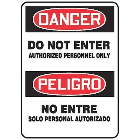 Accuform Danger/Peligro, Do Not Enter Authorized Personnel Only/No Entre Solo Personal Autorizado, 10" W x SBMADM157VP