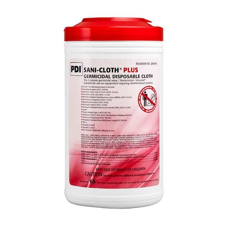 Pdi Disinfecting Wipes, 7-1/2 x 15", 65 Wipes Q85084