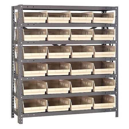 Quantum Storage Systems Steel Bin Shelving, 12 in D x 39 in H x 36 in W, 7 Shelves, Ivory 1239-107IV