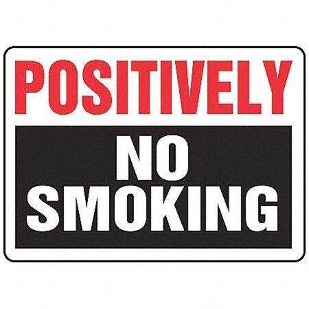 Accuform No Header, Positively No Smoking, 10" W x 7" H, Rectangle, Vinyl MSMK917VS