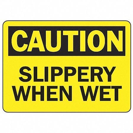 Accuform Caution Sign, 7" H, 10" W, Aluminum, Rectangle, English, MSTF640VA MSTF640VA