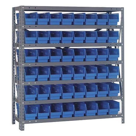 Quantum Storage Systems Steel Bin Shelving, 12 in D x 39 in H x 36 in W, 7 Shelves, Blue 1239-101BL
