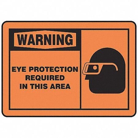 Accuform Warning, Eye Protection Required In This Area, 14" W x 10" H, Rectangle, Plastic MPPE319VP