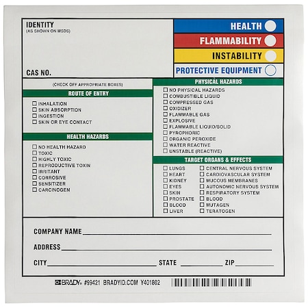 Brady Hazmat/Instability Secondary Label, Multicolor, Pk100 99421