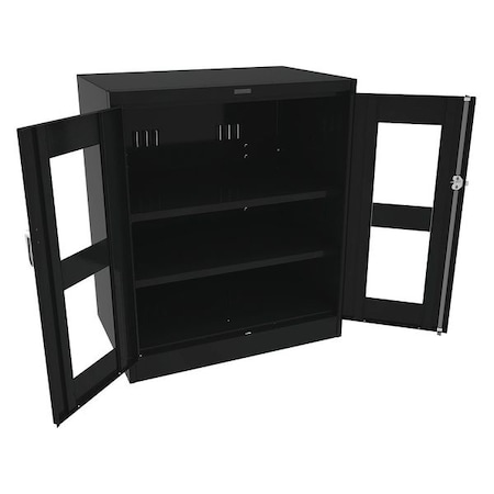 Tennsco Shelving Storage Cabinet, 42 in H, 36 in W, 24 in D, Swing, Keyed, Black, 2 Shelves, 0 Drawers CVD2442 BLACK